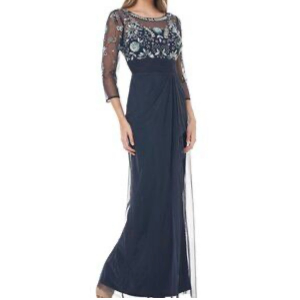 JS Collections Blue and Silver Embellished Formal Gown SZ 16W